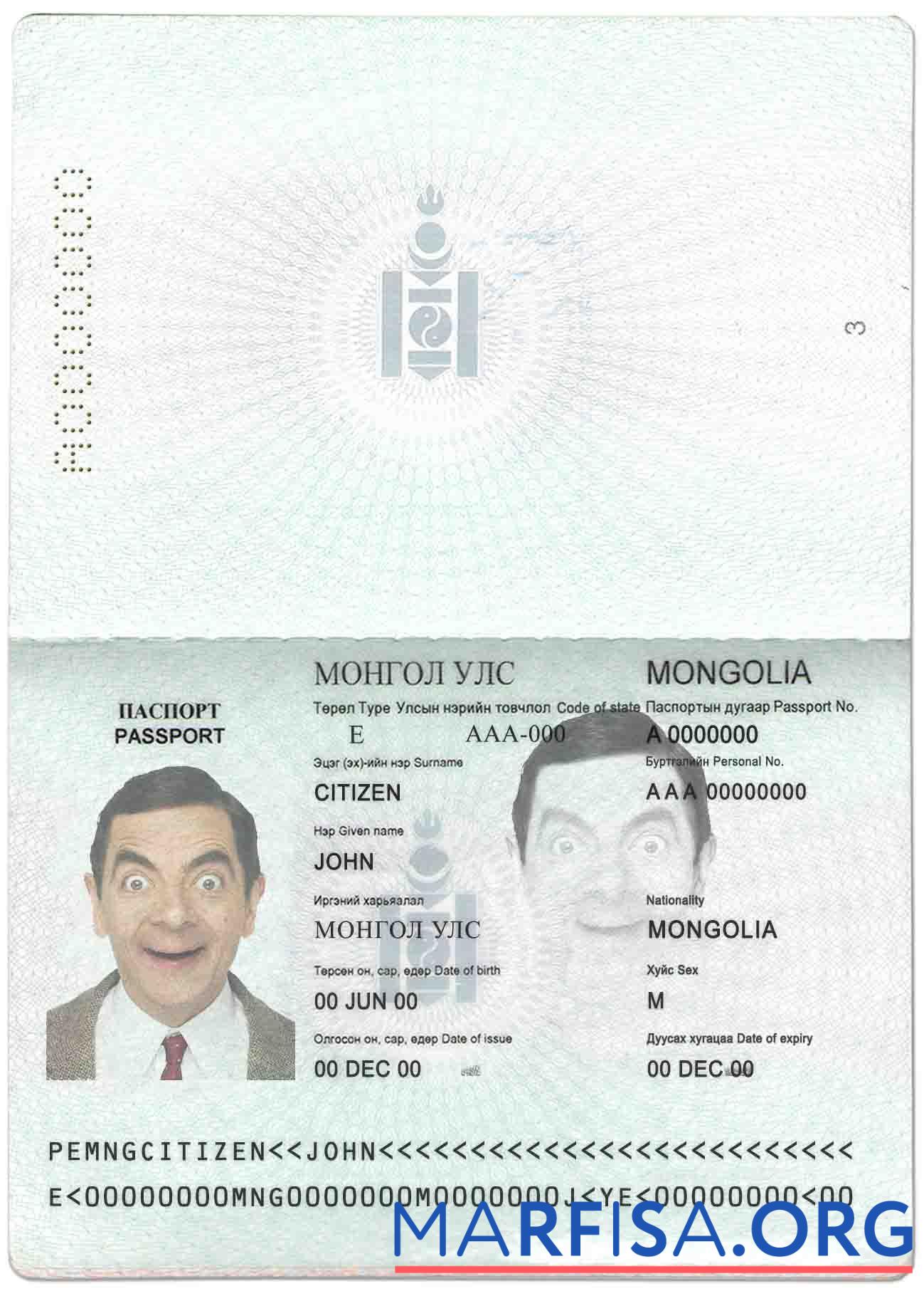 Realistic Mongolia passport download for verification